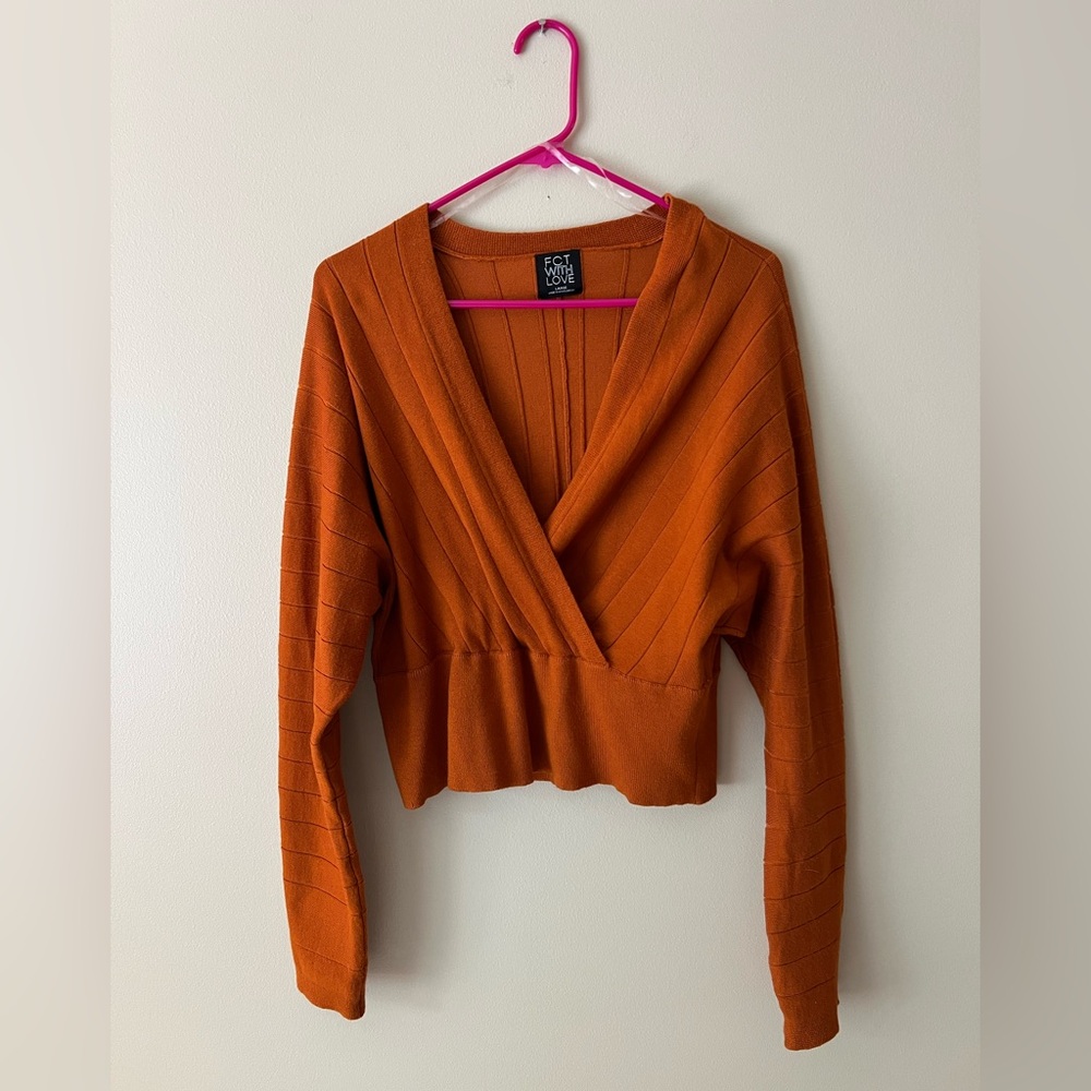 Orange V-Neck Sweater